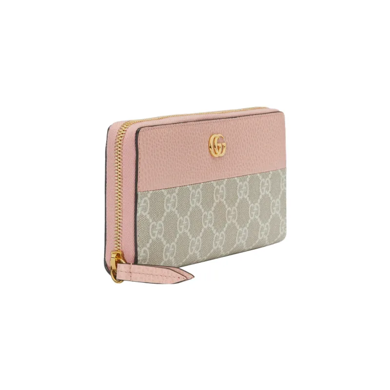 GUCCI GG Marmont Canvas With Leather Trim Wallet Women's Light Pink Red-1