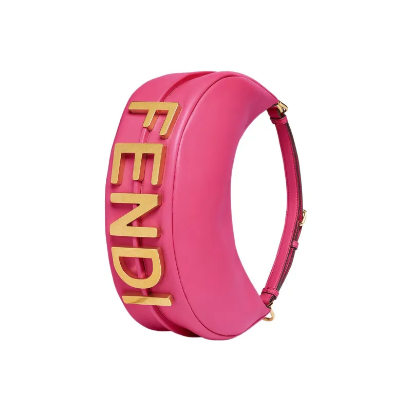 FENDI Fendigraphy Calfskin Wrist Bag Small Size Women's Fuchsia-1