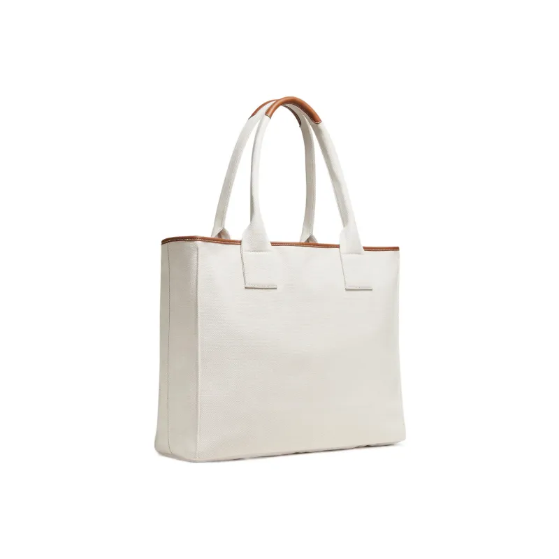 Zegna Cotton With Smooth Calfskin Handbag Women's Beige-1