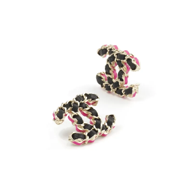 CHANEL Leather Brooches Women's Black Gold-1