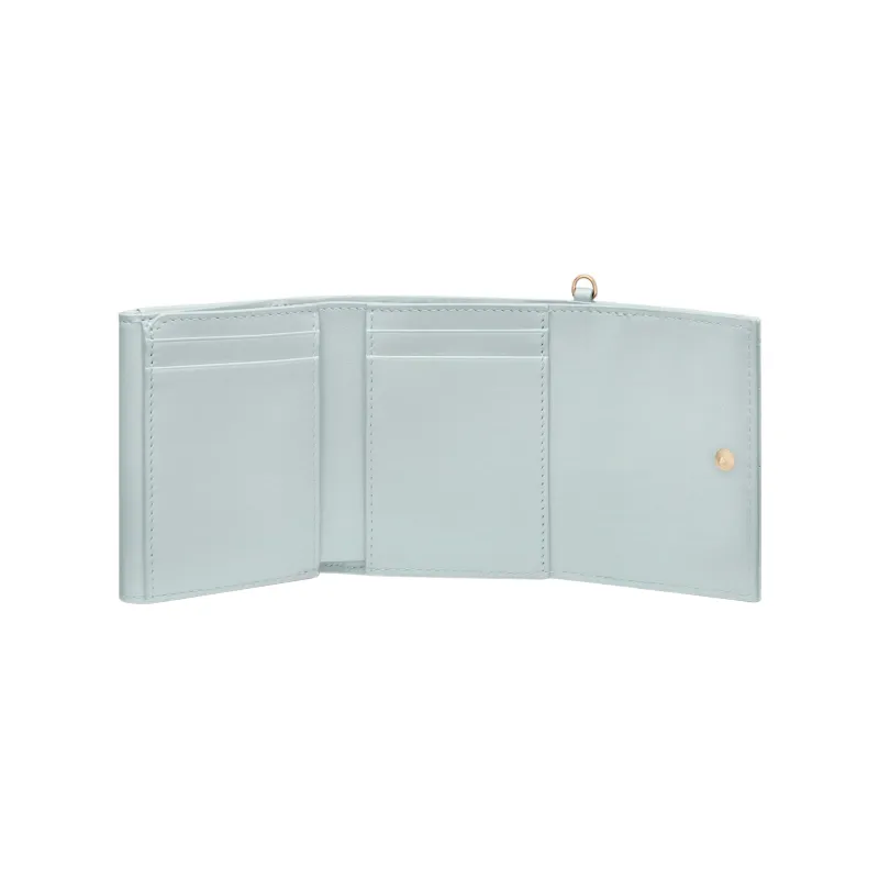 DIOR Lady Dior Patent Leather Calfskin Wallet Women's Light Blue-4