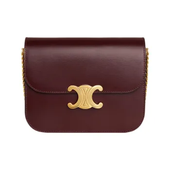 CELINE Calfskin Crossbody Bag, Shoulder Bag Women's Dark Burgundy