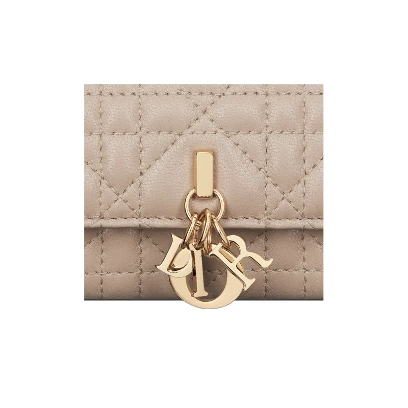 DIOR Sheepskin Wallet Extra Small Women's Pink Beige-4