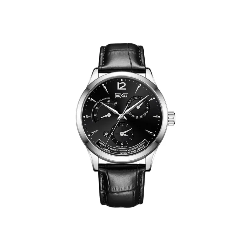 BEXEI Masterpiece Collection Mechanical Movement Genuine Leather Strap Watch Men's Watches White Dial BX9168-5
