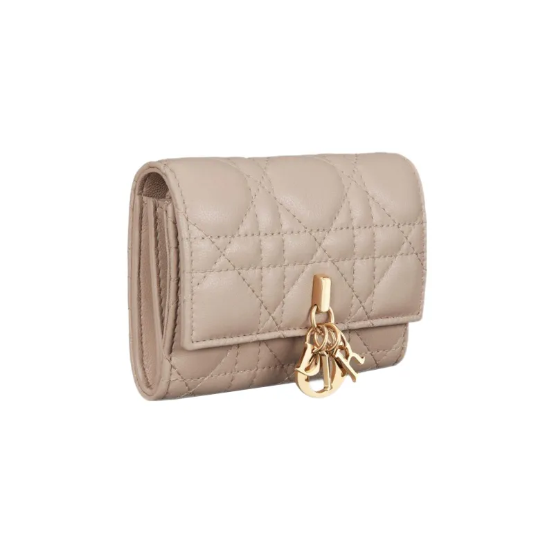 DIOR Sheepskin Wallet Extra Small Women's Pink Beige-1