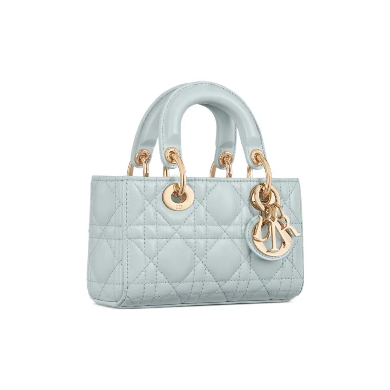 DIOR Lady D-JOY Sheepskin Shoulder Bag Crossbody Bag Handbag Extra Mini Women's Lake Blue-3