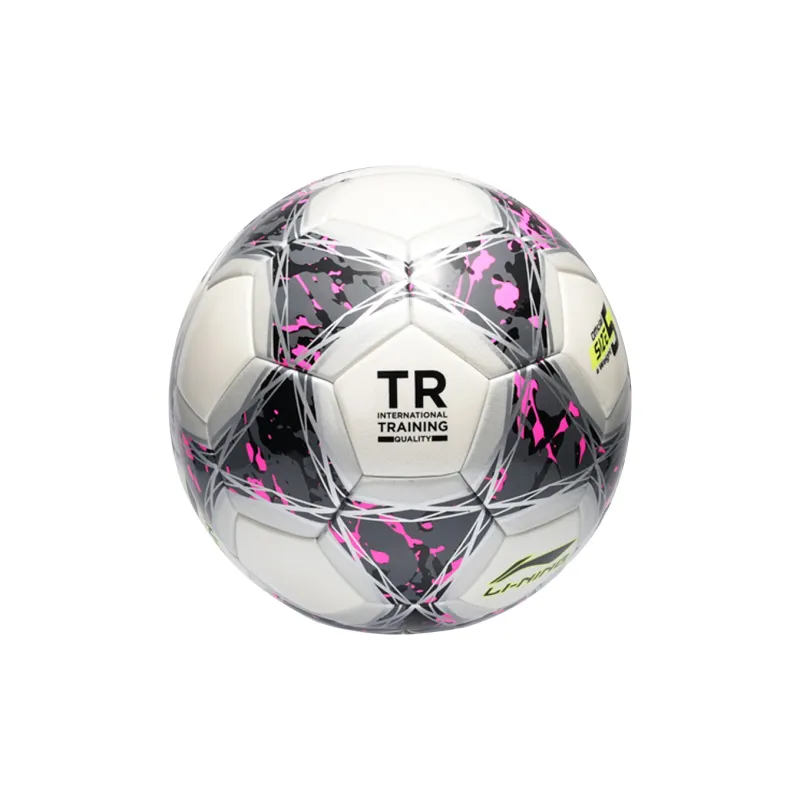 LiNing Size 5 Ball Soccer TPU Machine Stitched Soccer Ball Unisex Silver White/Rose Red-15