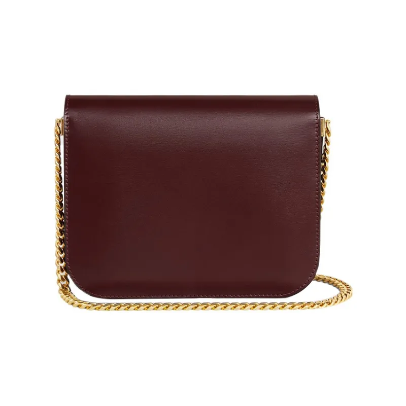 CELINE Calfskin Crossbody Bag, Shoulder Bag Women's Dark Burgundy-2