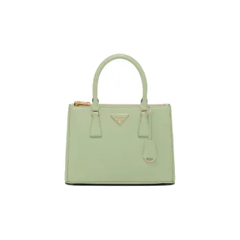 PRADA Galleria Killer Bag Leather Handbag Medium Size Women's Light Green