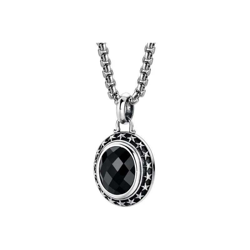 MYSH Jade Necklaces Men Victory Star Black Agate Necklace Gift Box Set-0