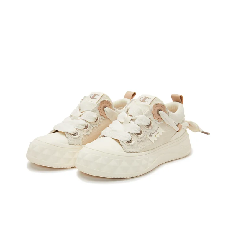 Champion Anti Slip Wear Resistant Low Top Skateboard Shoes Women's Beige-2
