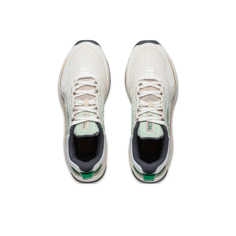 LiNing Soft Anti Slip And Wear Resistant Breathable Low Top Casual Shoes Men's White Green-3