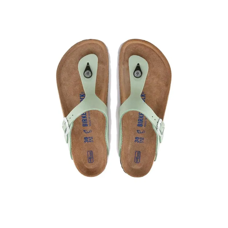 Birkenstock Gizeh Soft Footbed Nubuk Leather Narrow Fit Sandals 'Matcha' Women's-1