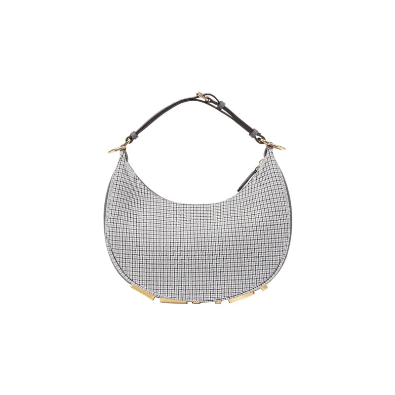 FENDI Fendigraphy Wool Hobo Bag Crescent Bag Shoulder Bag Handbag Shoulder Bag Women's Gray-3