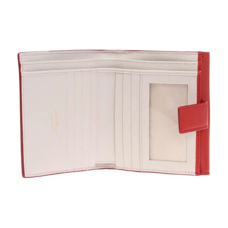 FERRAGAMO Smooth Cow Leather Short Wallets Regular Women's Red-3