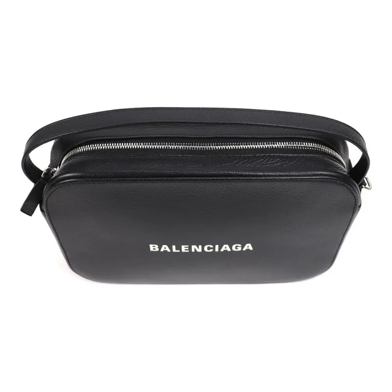 Balenciaga Grain Calfskin Camera Bag, Shoulder Bag, Crossbody Bag Large Size Men's Black-3