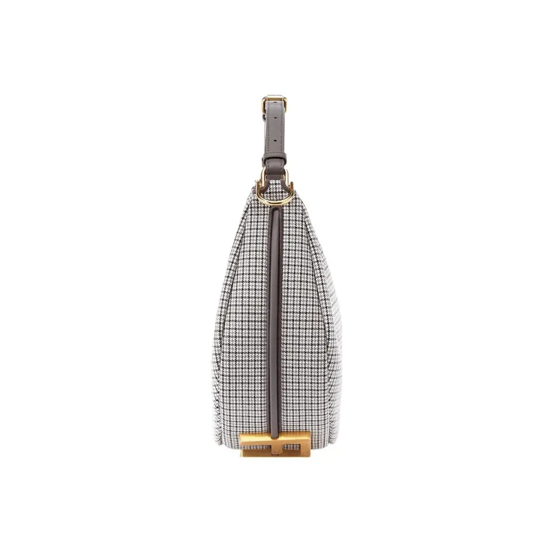 FENDI Fendigraphy Wool Hobo Bag Crescent Bag Shoulder Bag Handbag Shoulder Bag Women's Gray-2