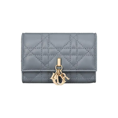 DIOR Sheepskin Wallet Extra Small Women's Cloud Blue