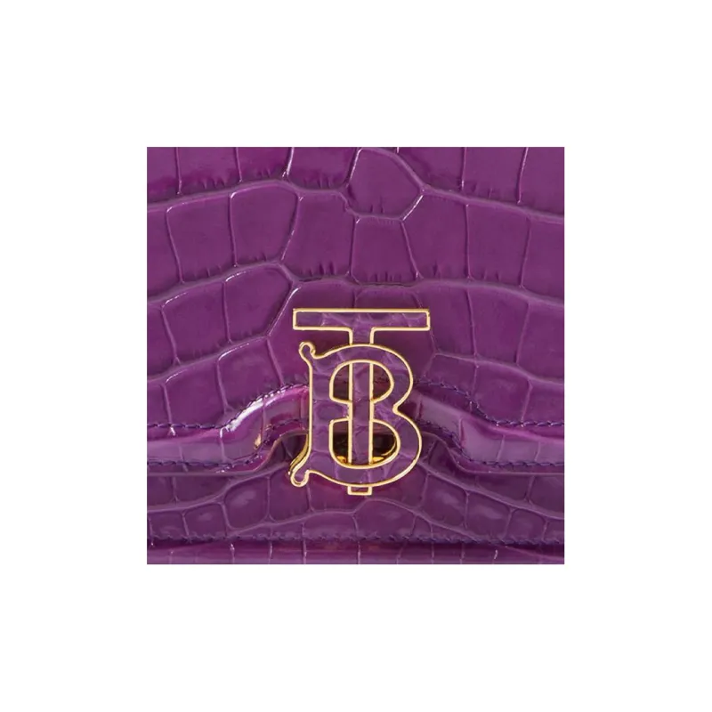 Burberry Crocodile-Embossed Calfskin Shoulder Bag Crossbody Bag Mini Women's Purple-4