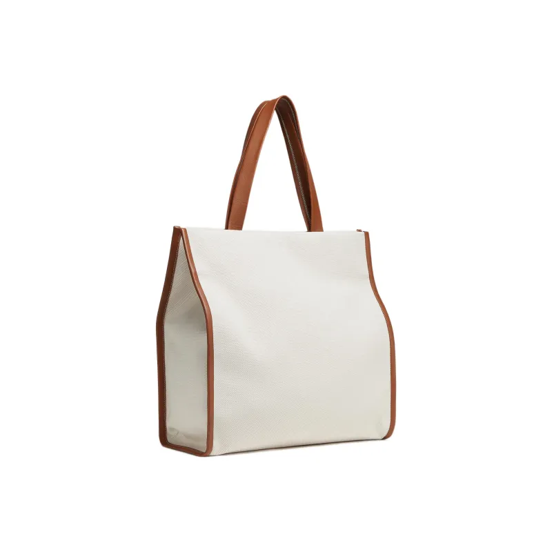 Zegna Cotton With Smooth Calfskin Trim Handbag Women's Beige-1