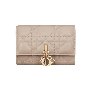 DIOR Sheepskin Wallet Extra Small Women's Pink Beige