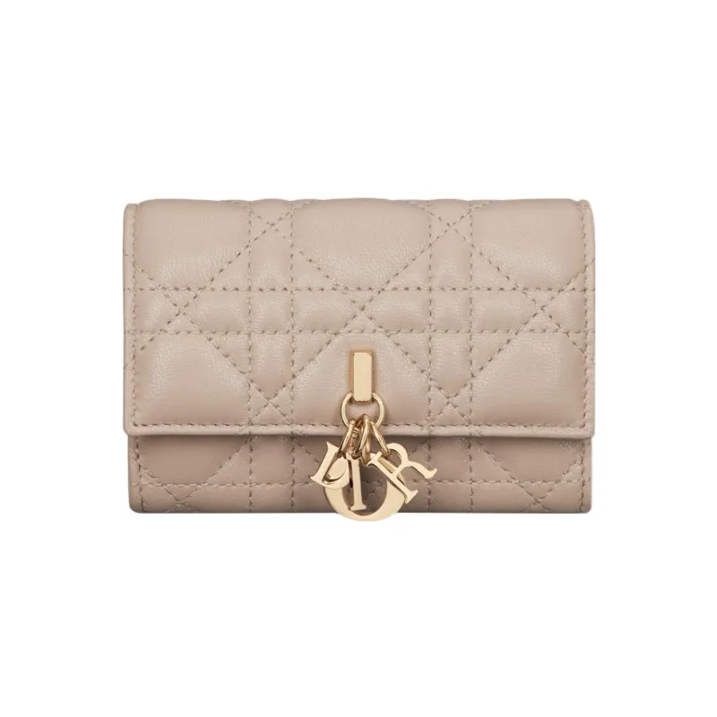 DIOR Sheepskin Wallet Extra Small Women's Pink Beige-0