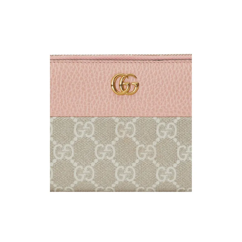 GUCCI GG Marmont Canvas With Leather Trim Wallet Women's Light Pink Red-4