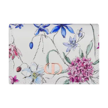 DIOR Caro Calfskin Wallet Extra Small Women's White/Multicolor
