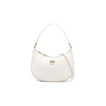 PINKO Half Moon Series Calfskin Portable Crossbody Bag Shoulder Bag Mini Women's White