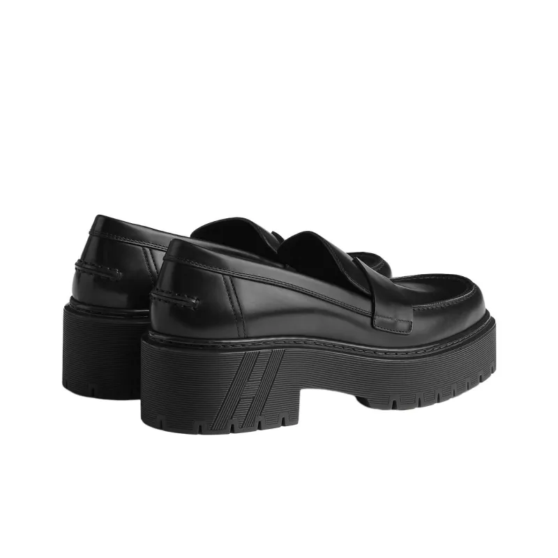 HERMES Hitch Loafers Women's Black-4