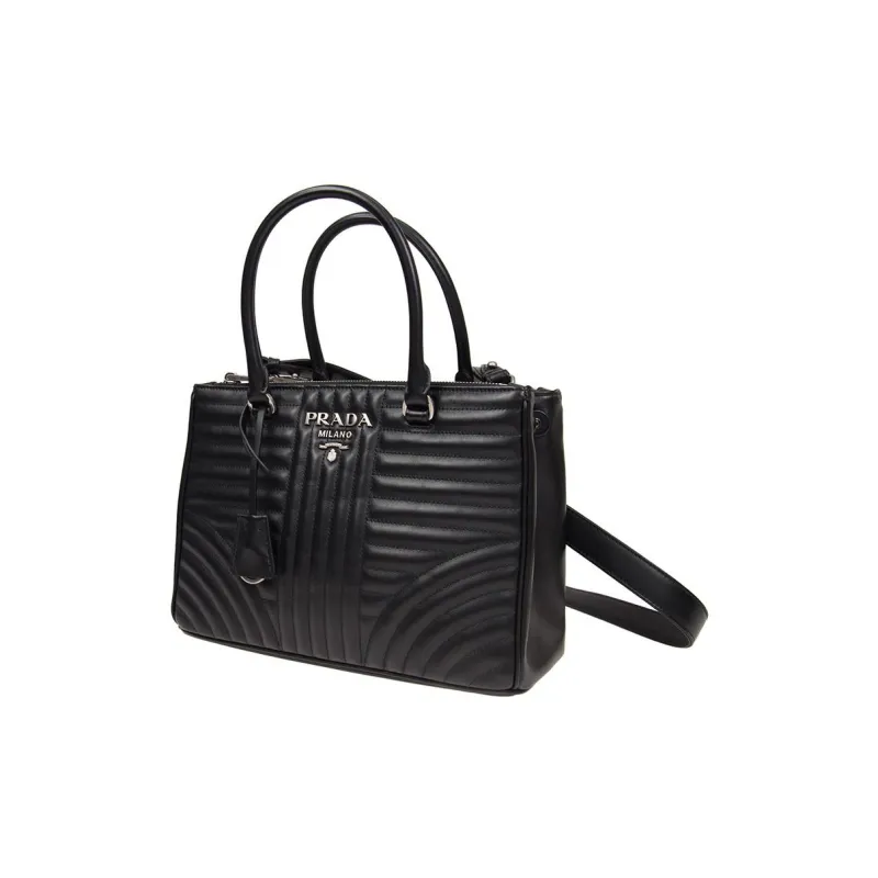 PRADA Diagramme Calfskin Shoulder Bag Crossbody Bag Handbag Women's Black-1