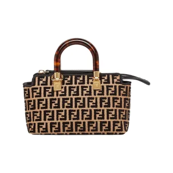 FENDI By The Way Series Raffia Boston Bag, Shoulder Bag, Crossbody Bag, Handbag Mini Women's Brown/Black