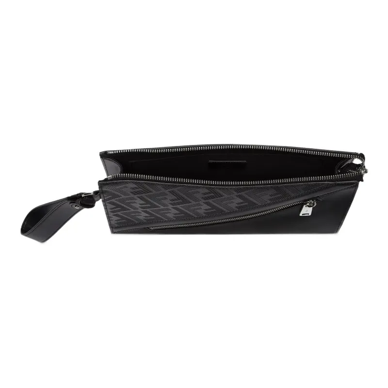FENDI Calfskin Clutch Regular Men's Black-3