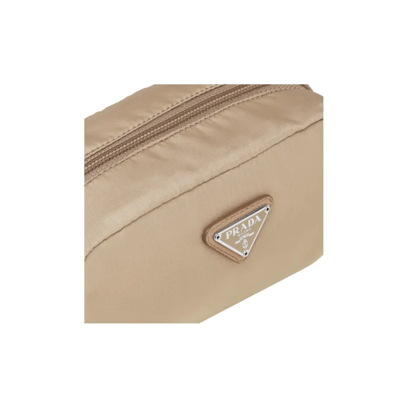 PRADA Re-Nylon Fabric Handheld Makeup Bag Toiletry Bag Regular Women's Beige-3