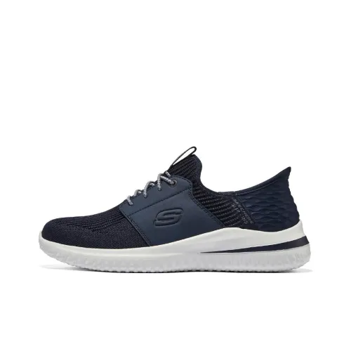Skechers Slip Ins Delson 3.0 Cushioning Anti Slip And Wear Resistant Low Top Casual Shoes Men's Blue Black