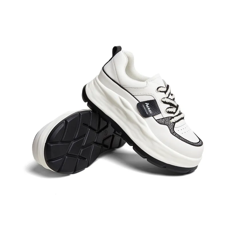 ACESC Low Top Skateboard Shoes 5cm Women's Beige Black-4
