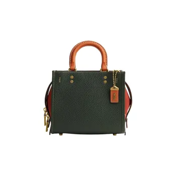 COACH Rogue Natural Pebbled Leather Tote Bag, Shopping Bag, Shoulder Bag, Handbag Small Size Women's Green