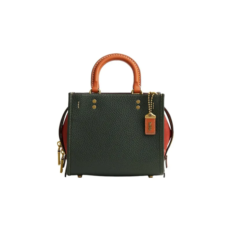 COACH Rogue Natural Pebbled Leather Tote Bag, Shopping Bag, Shoulder Bag, Handbag Small Size Women's Green-0