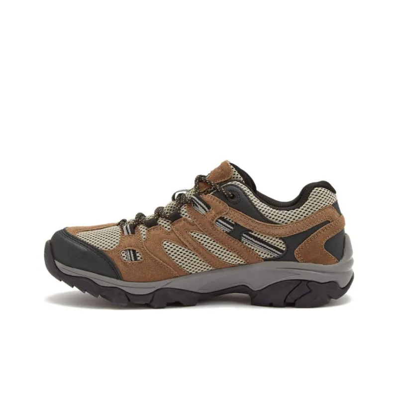 HI-TEC Ravus Slip-Resistant Low-Top Outdoor Shoes Men's Brown Gray-0