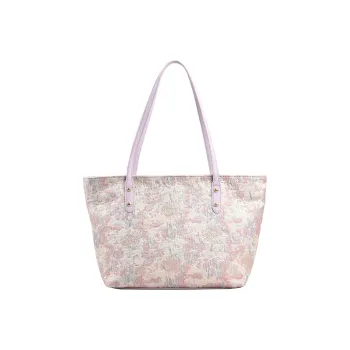 NOMK Embroidery Tote Bag Shopping Bag Bucket Bag Shoulder Bag Large Size Women's Pink/Caramel