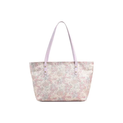 NOMK Embroidery Tote Bag Shopping Bag Bucket Bag Shoulder Bag Large Size Women's Pink/Caramel