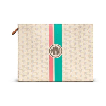 Moynat Canvas 1920 Canvas Clutch Women's Ecru/Green/Pink