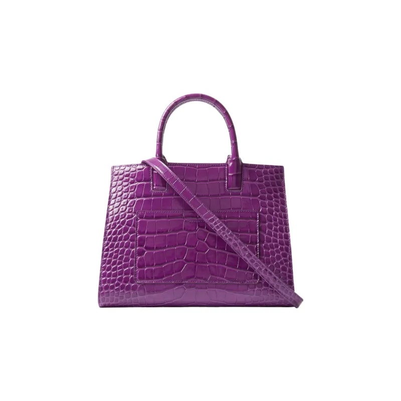 Burberry Frances Calfskin Tote Bag Shopping Bag Handbag Mini Women's Purple-2