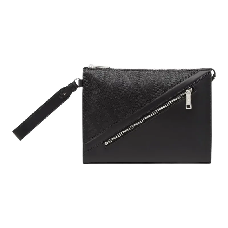FENDI Calfskin Clutch Regular Men's Black-0