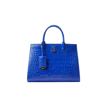 Burberry Frances Crocodile-Embossed Calfskin Tote Bag Shopping Bag Handbag Mini Women's Blue