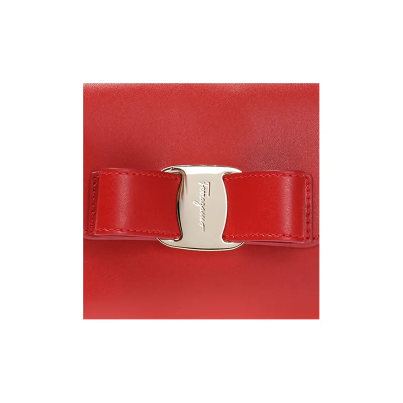 FERRAGAMO Smooth Cow Leather Short Wallets Regular Women's Red-4