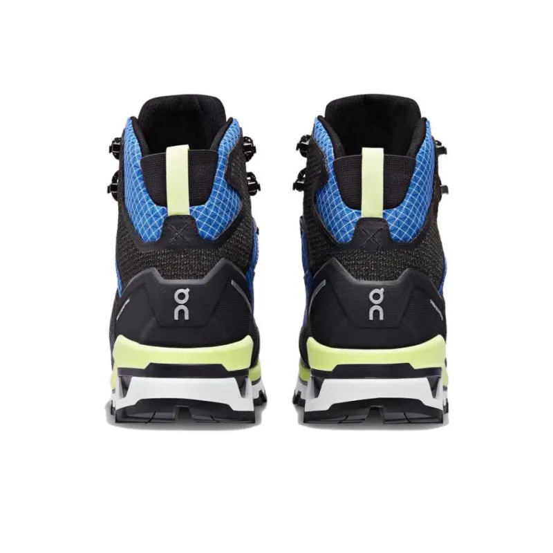 On Cushioned Slip Resistant Abrasion Resistant High Top Running Shoes Men's Blue Black-3
