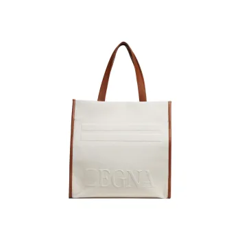 Zegna Cotton With Smooth Calfskin Trim Handbag Women's Beige