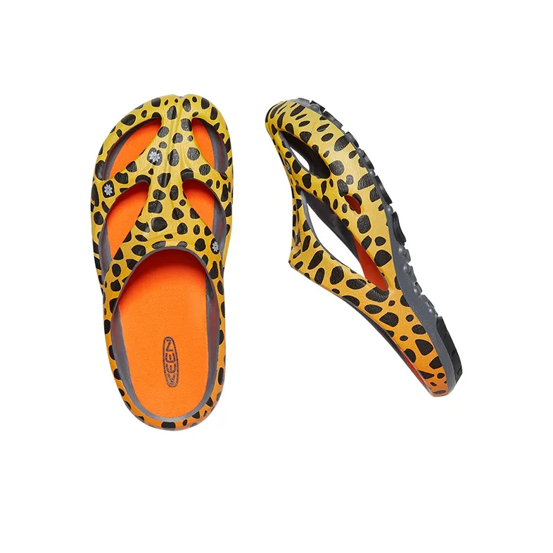 KEEN Shanti Arts Beach Sandals Women's Orange Black Leopard Print-3