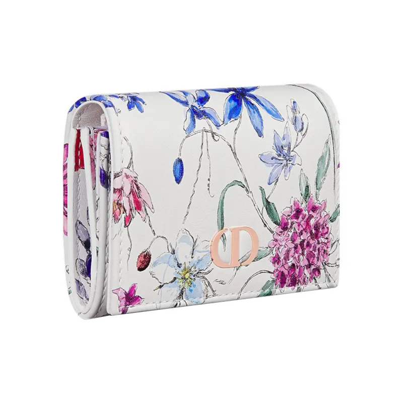 DIOR Caro Calfskin Wallet Extra Small Women's White/Multicolor-1